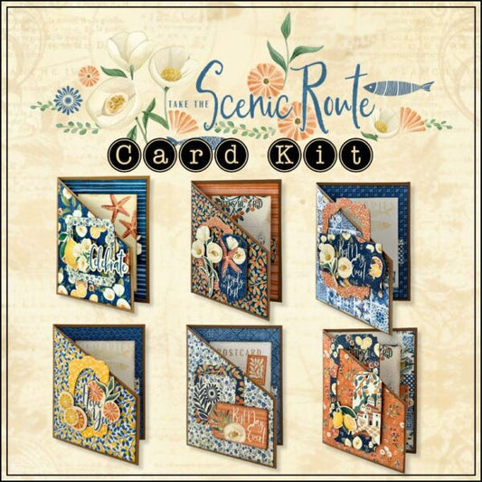 Scenic Route - blues and oranges card samples