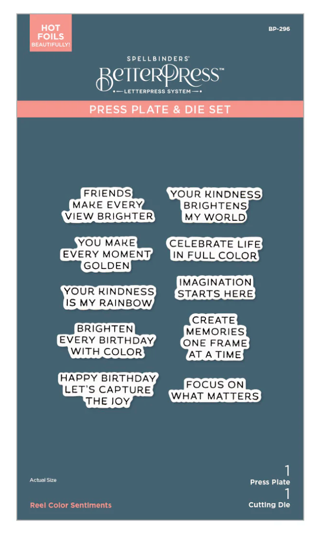 Reel Color Sentiments BetterPress Plate & Die Set