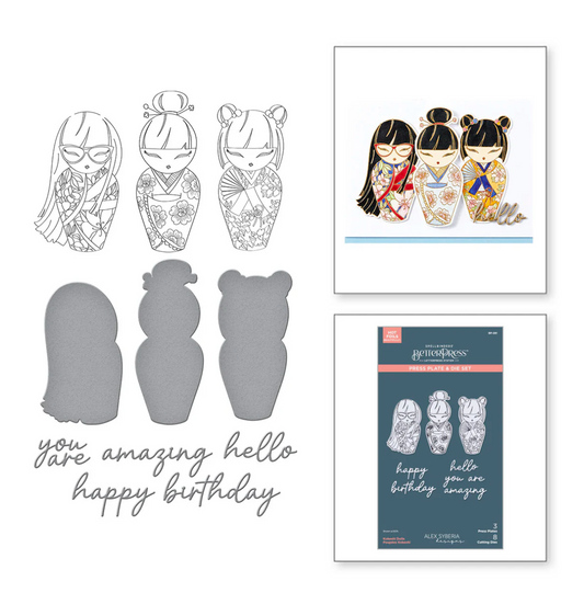 Kokeshi Dolls BetterPress Plate & Die Set