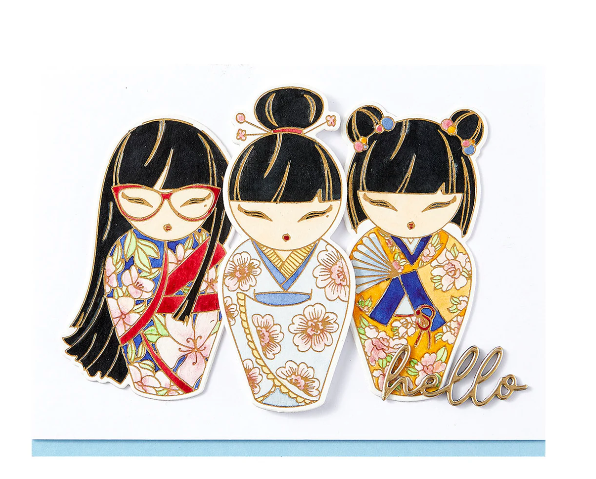 Kokeshi Dolls BetterPress Plate & Die Set