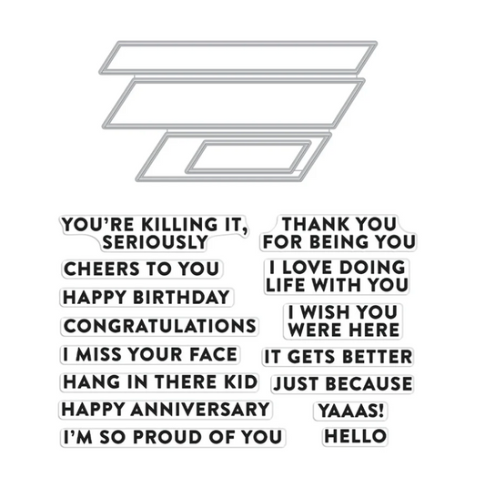 Hero Arts Essential Messages XL Stamp & Cut Set