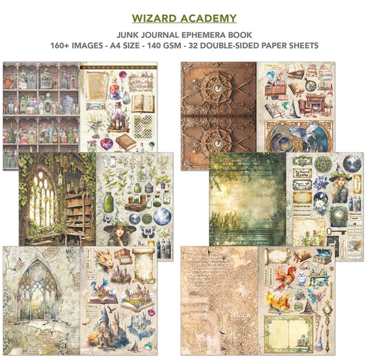 Wizard Academy Junk Journal & Ephemera Book A4 32/Pkg
