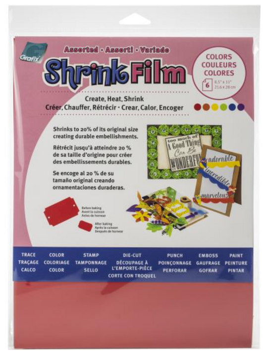 Colored Grafix Shrink Film 8.5"X11" 6/Pkg