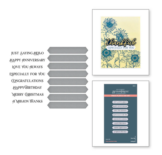 Fancy Sentiment Strips Press Plate & Die Set