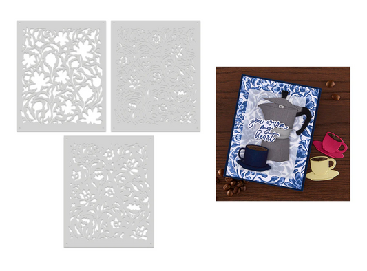 Color Layering Delft Floral Stencils