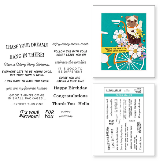 Cats and Pugs Sentiments Clear Stamp Set