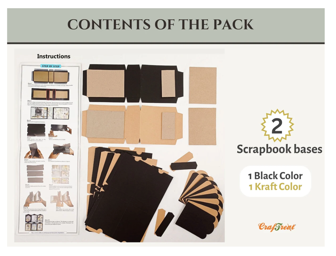 CrafTreat Scrapbook Blanks - Pocket Tag - Black & Kraft Color