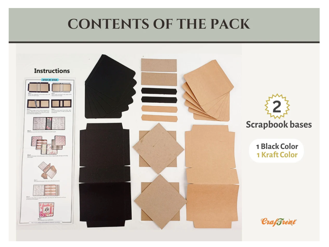CrafTreat Scrapbook Blanks - Basic 6x6 - Black & Kraft Color