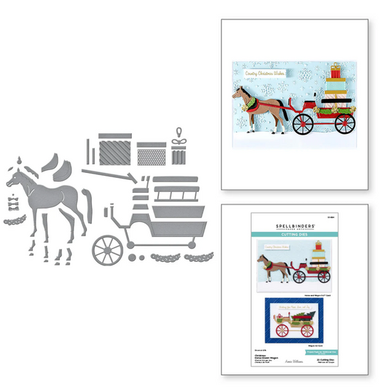 Christmas Horse-Drawn Wagon Etched Dies