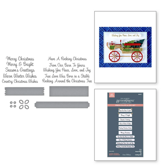 Country Christmas Banner & Sentiments Press Plate & Die Set