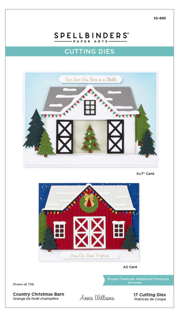 Country Christmas Barn Etched Dies