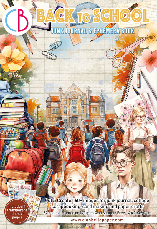 Back To School Junk Journal & Ephemera Book A4 32/Pkg