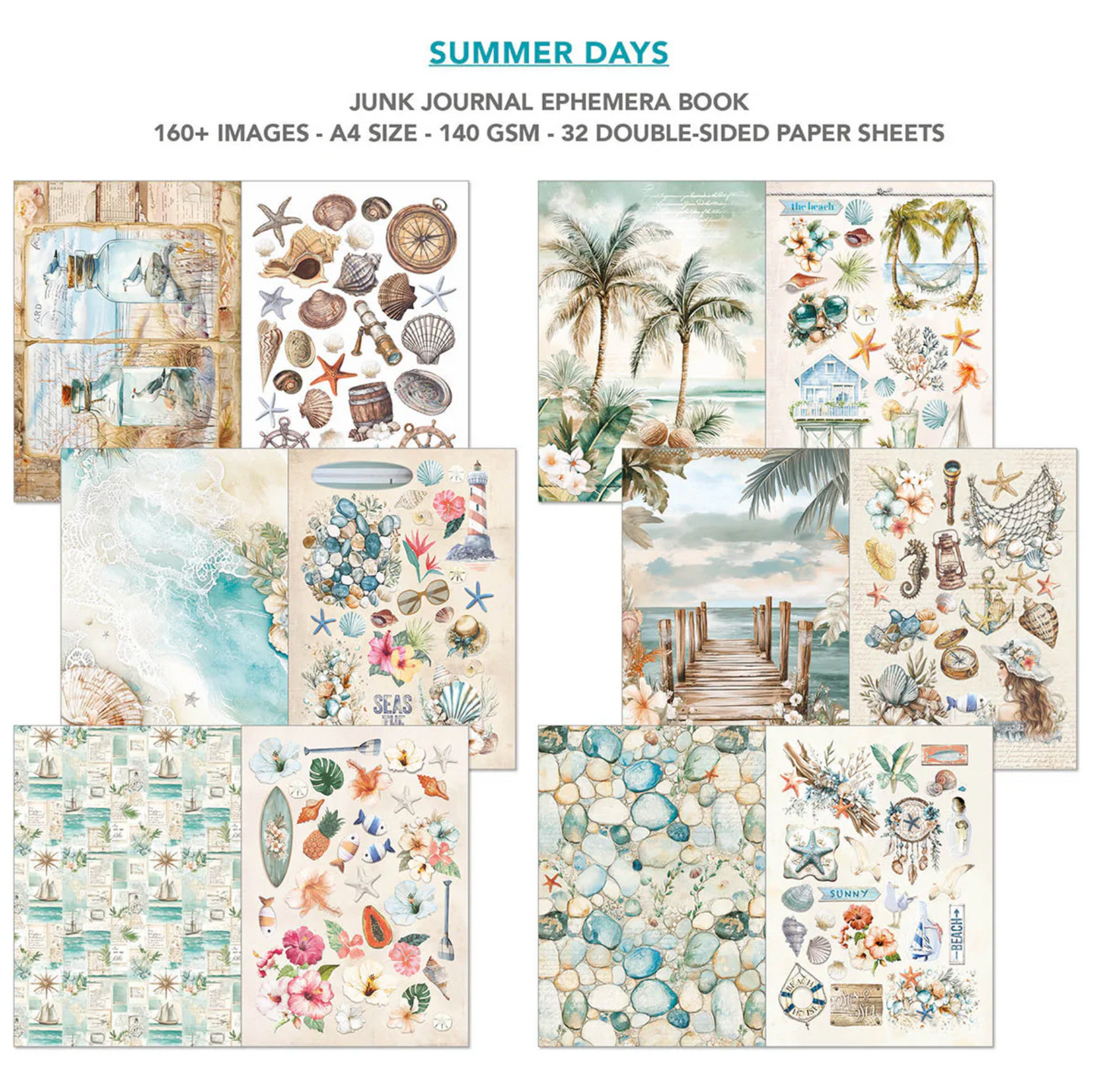 Summer Days Junk Journal & Ephemera Book A4 32/Pkg