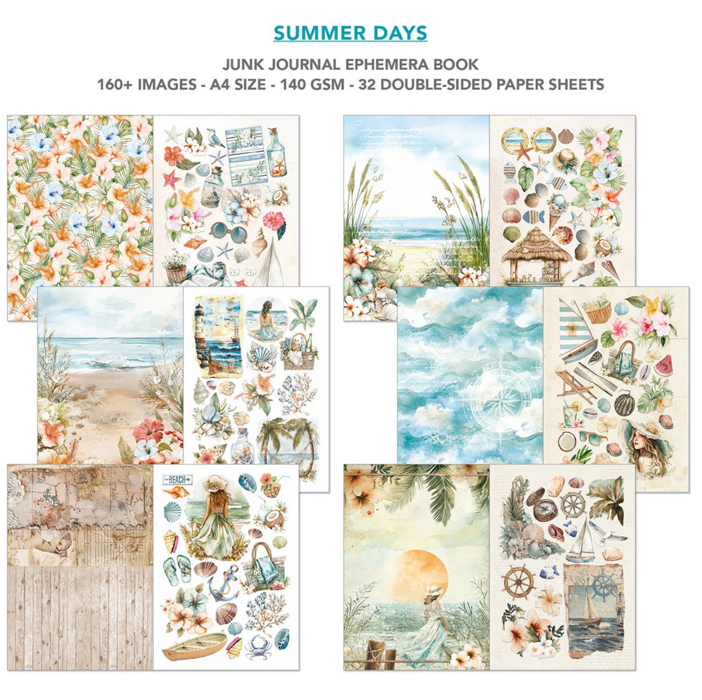 Summer Days Junk Journal & Ephemera Book A4 32/Pkg