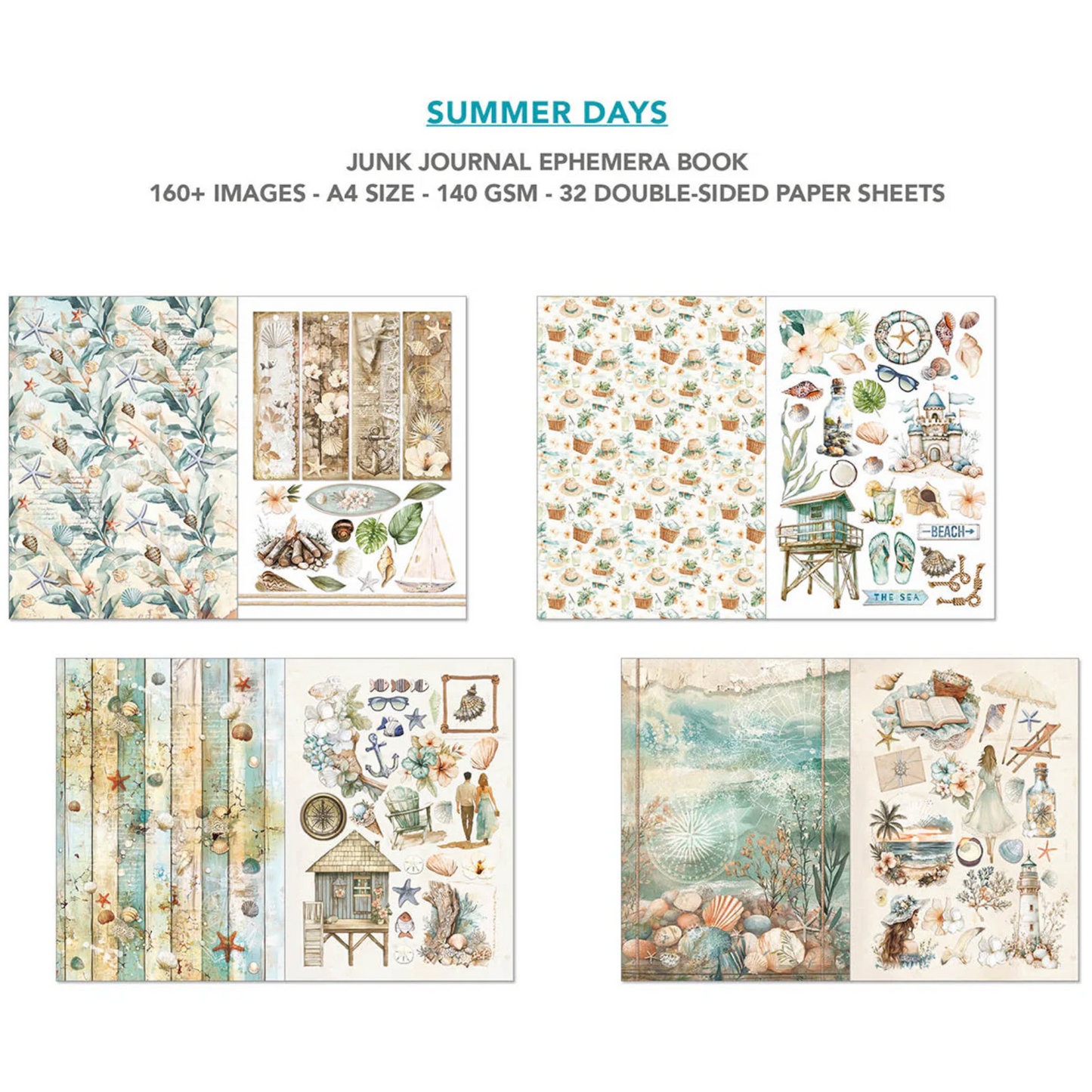 Summer Days Junk Journal & Ephemera Book A4 32/Pkg