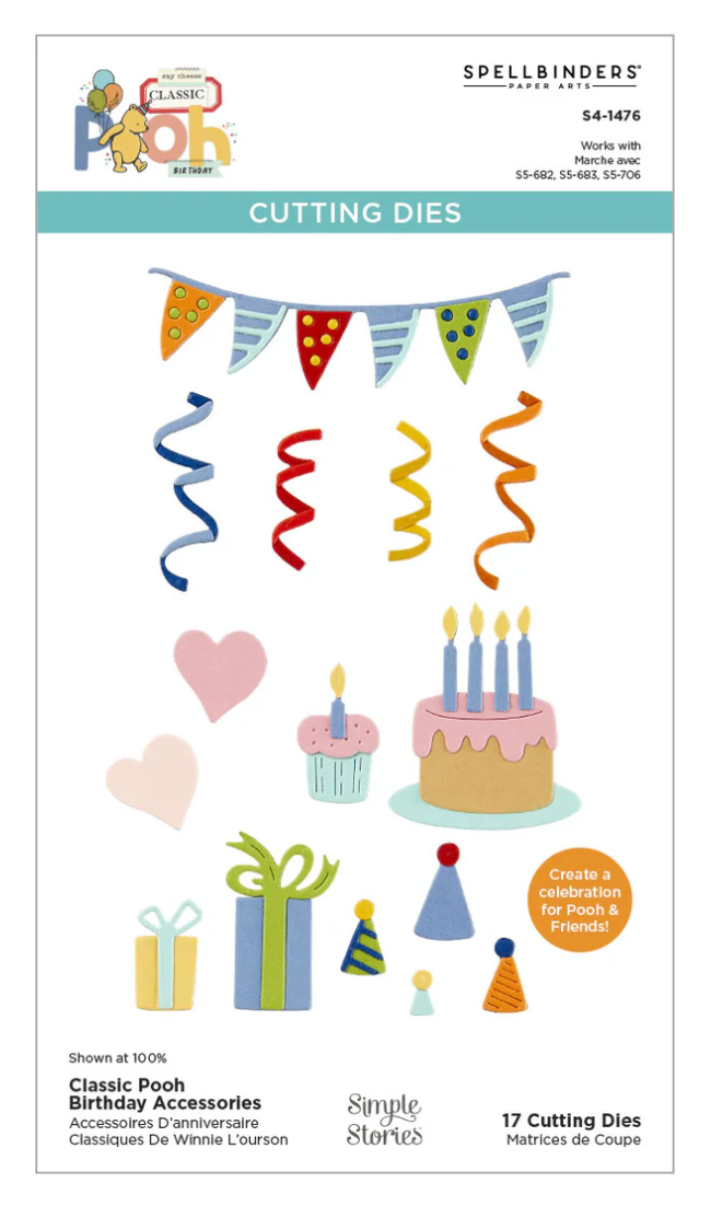 Spellbinders Classic Pooh Birthday Accessories Etched Dies