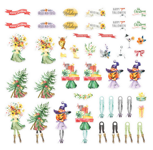 Dancin' Watercolor Holidays Printed Die Cuts