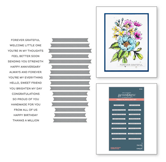 Spellbinders Always and Forever Sentiment Strips Press Plate & Die Set