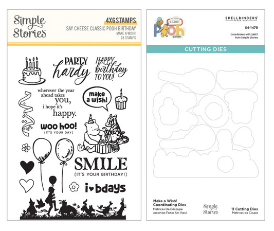 Spellbinders & Simple Stories Make a Wish! Clear Stamps & Dies Bundle
