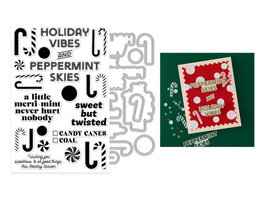 Hero Arts A Little Merri-Mint Stamp & Cut Set