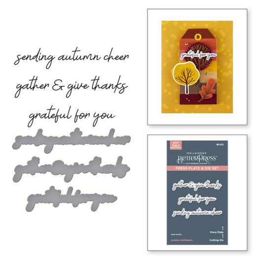 Spellbinders Autumn Sentiments BetterPress Plate & Die Set