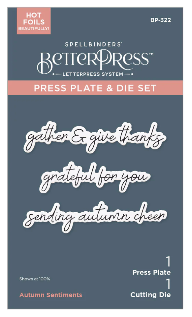 Spellbinders Autumn Sentiments BetterPress Plate & Die Set