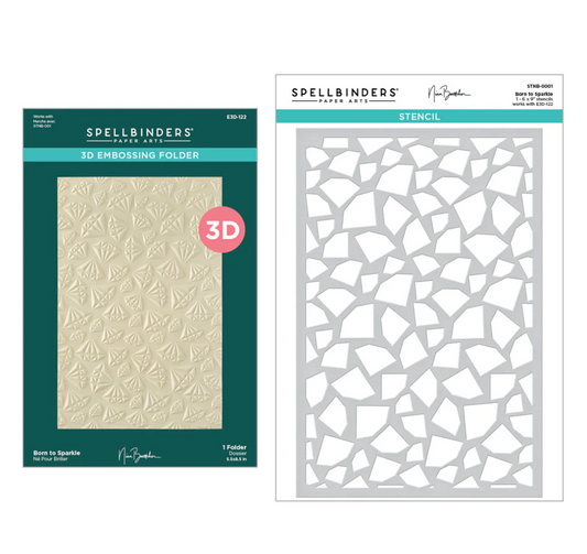 Spellbinders Born to Sparkle 3D Embossing Folder and Stencil Bundle