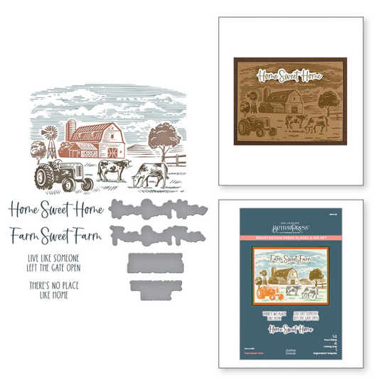 Spellbinders Farm Sweet Farm Registration BetterPress Plate & Die Set