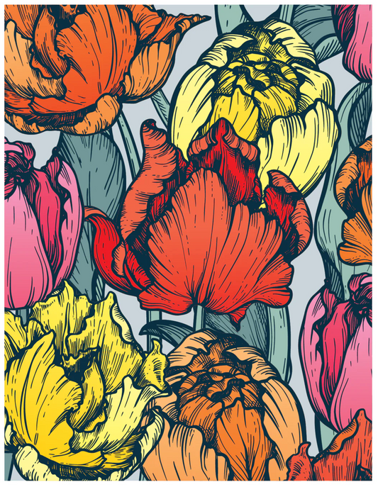 LDRS  Tulip Mix Background Impress-ion Press + Foil Plate