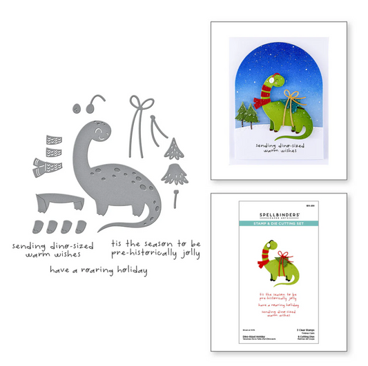 Spellbinders Independent Exclusive - Dino-Sized Holiday Clear Stamp & Die Set
