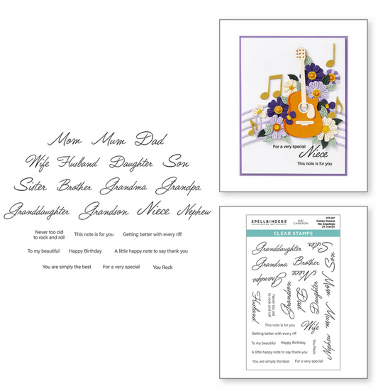 Spellbinders Family Musical Mix Greetings Clear Stamp Set