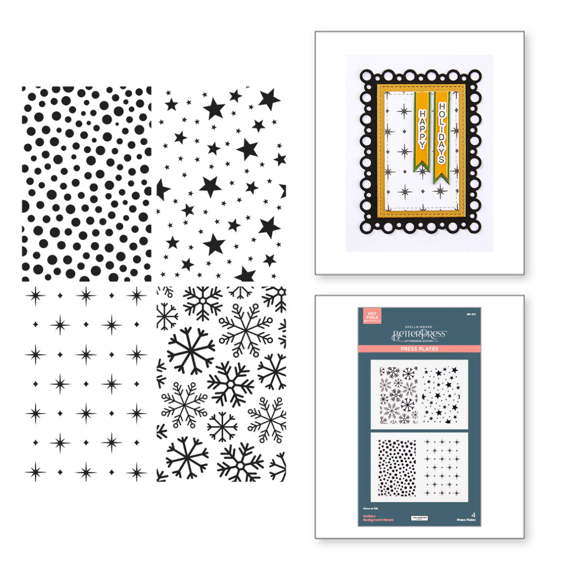 Spellbinders Holiday Backgrounds Panels Press Plates
