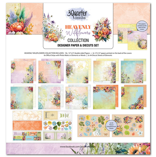 3Quarter Designs Heavenly Wildflowers 12x12 Scrapbook Collection