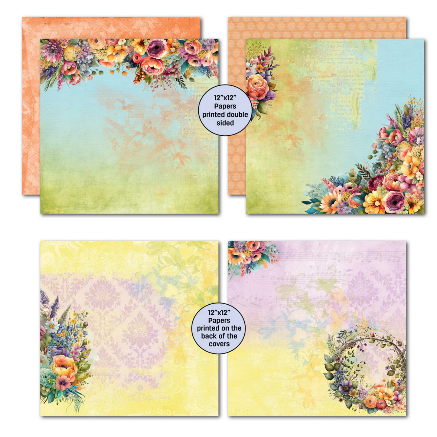 3Quarter Designs Heavenly Wildflowers 12x12 Scrapbook Collection
