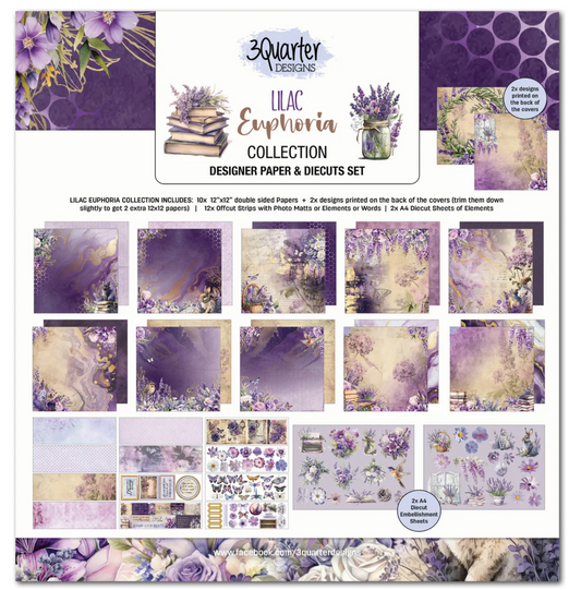 3Quarter Designs Lilac Euphoria 12x12 Design Paper & Diecuts Set