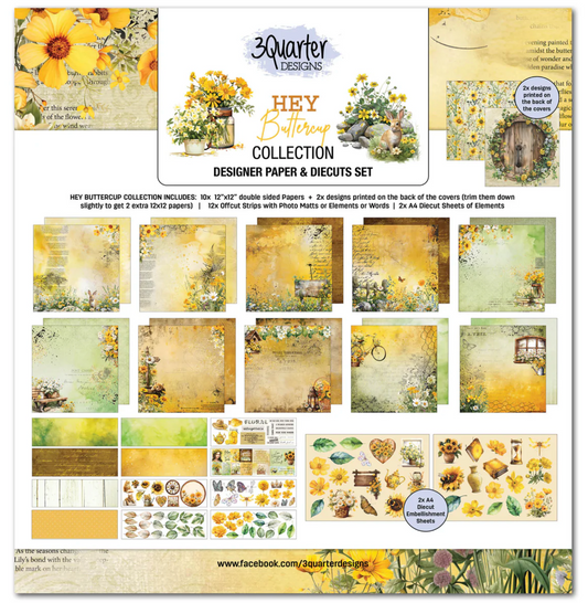 3Quarter Designs Hey Buttercup 12x12 Design Paper & Diecuts Set