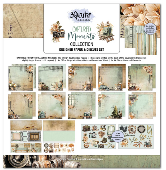 3Quarter Designs Captured Moments 12x12 Design Paper & Diecuts Set