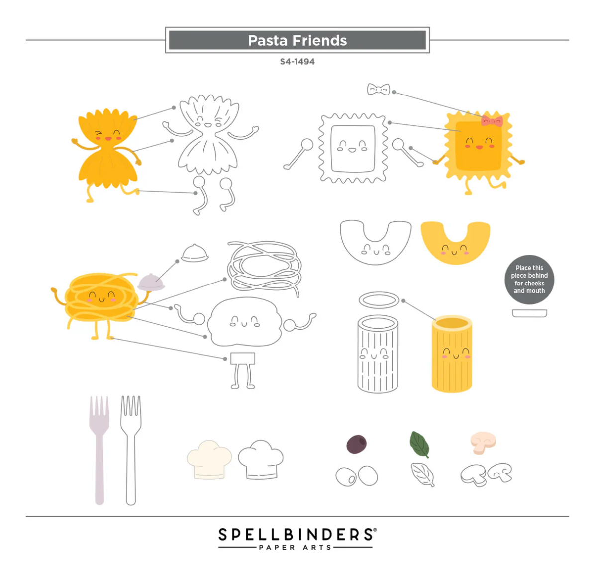 Spellbinders Pasta Friends Etched Dies