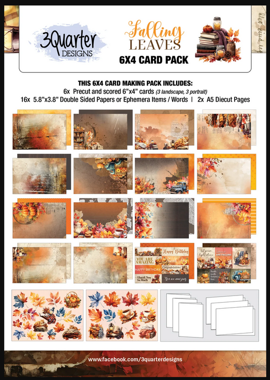 3Quarter Designs Falling Leaves 6x4 Card Pack