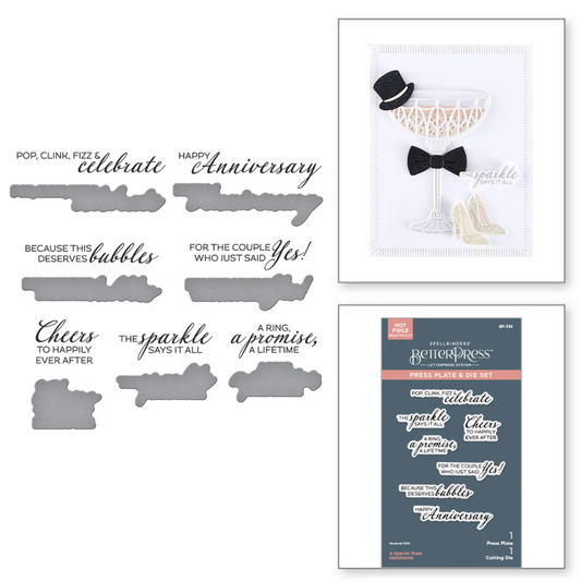 Spellbinders A Special Toast Sentiments BetterPress Plate & Die Set