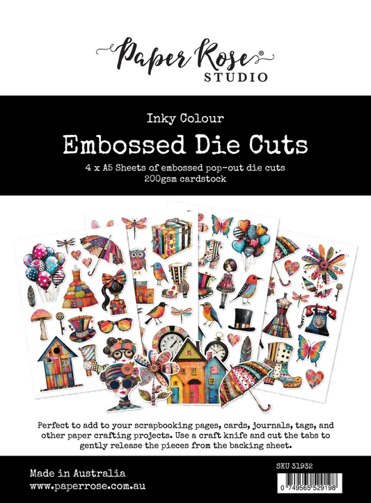 Paper Rose Inky Colour Embossed Die Cuts