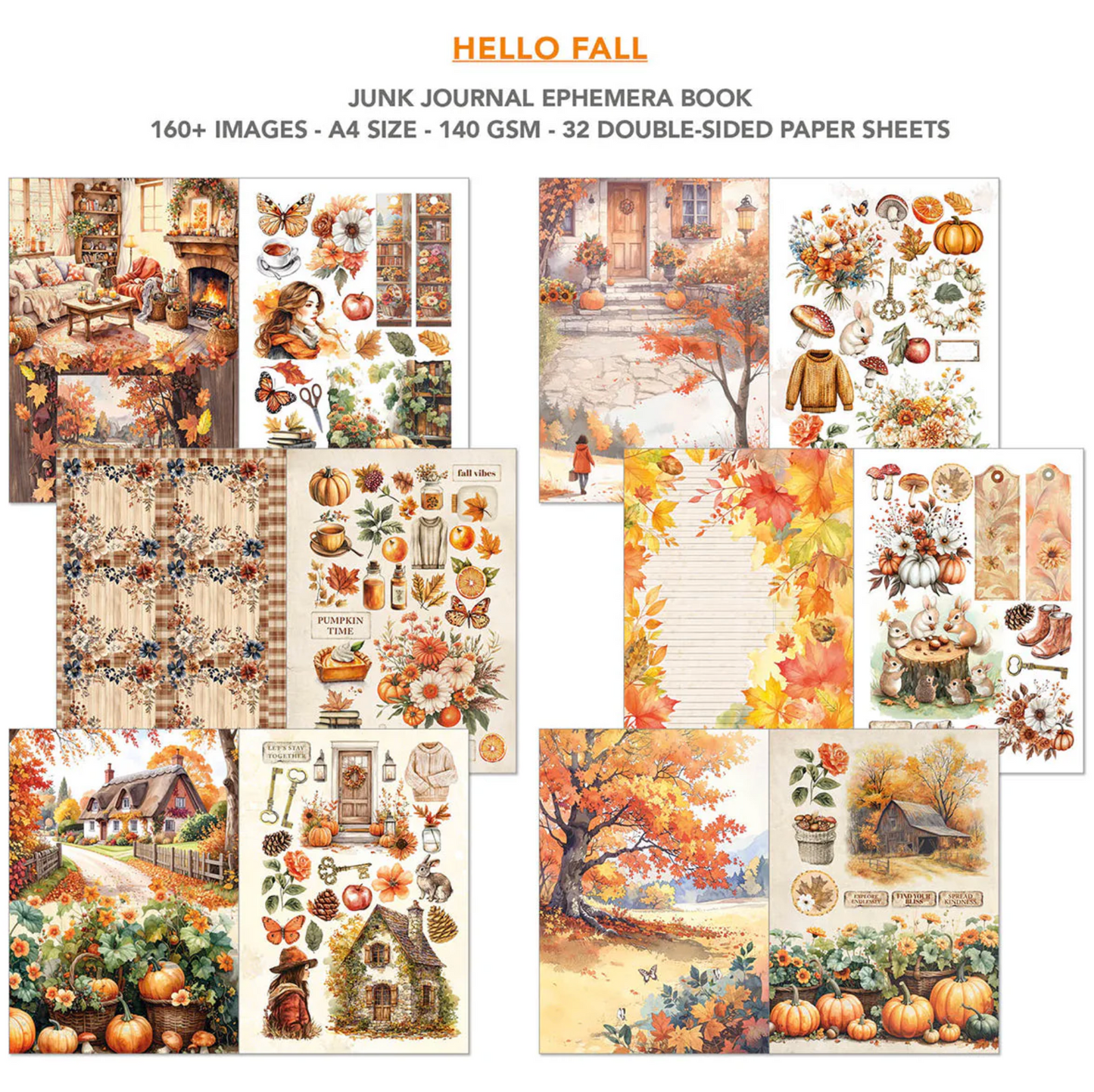Ciao Bella Hello Fall Junk Journal Ephemera Book A4 32/Pkg