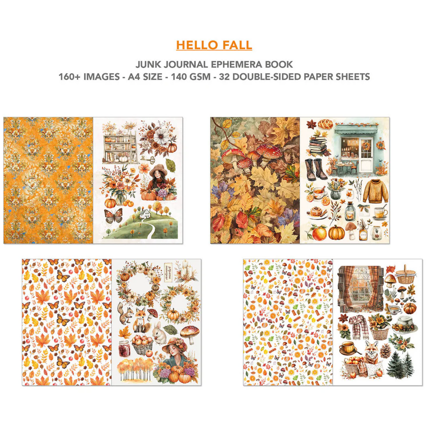 Ciao Bella Hello Fall Junk Journal Ephemera Book A4 32/Pkg