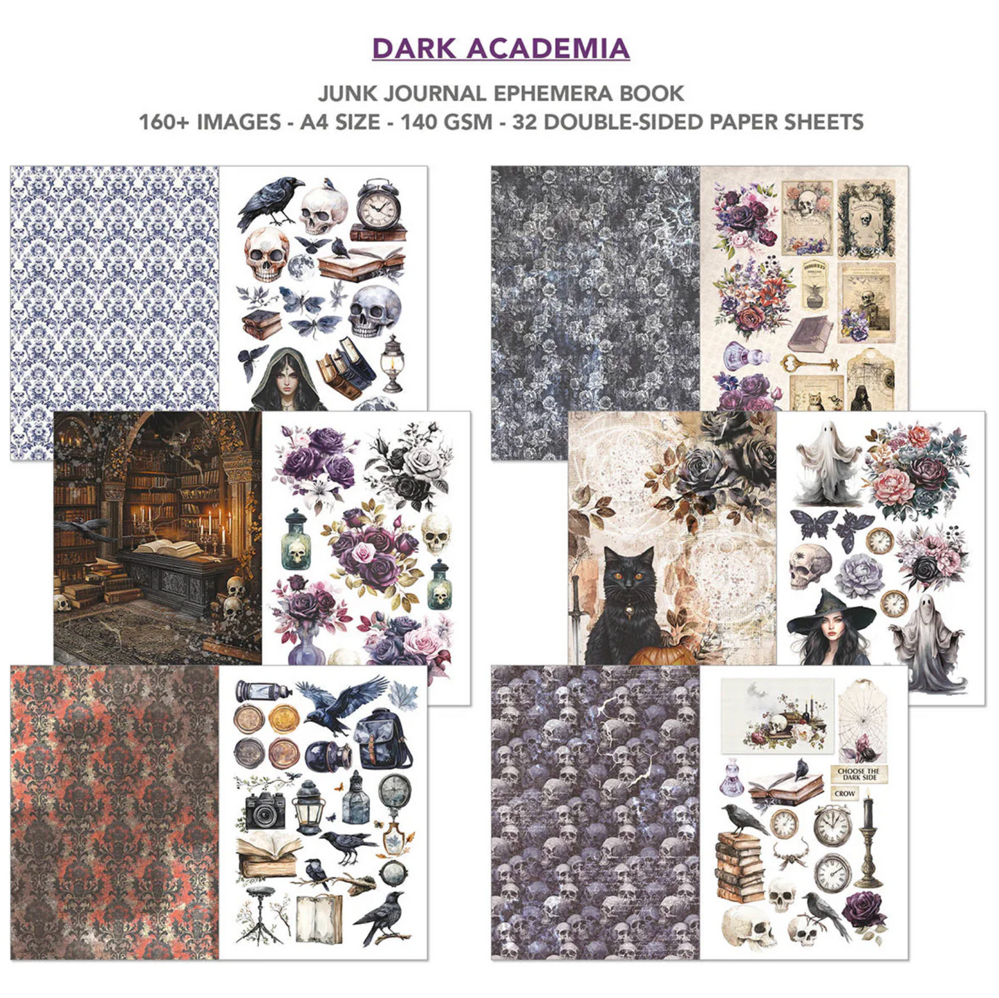 Ciao Bella Dark Academia Junk Journal Ephemera Book A4 32/Pkg