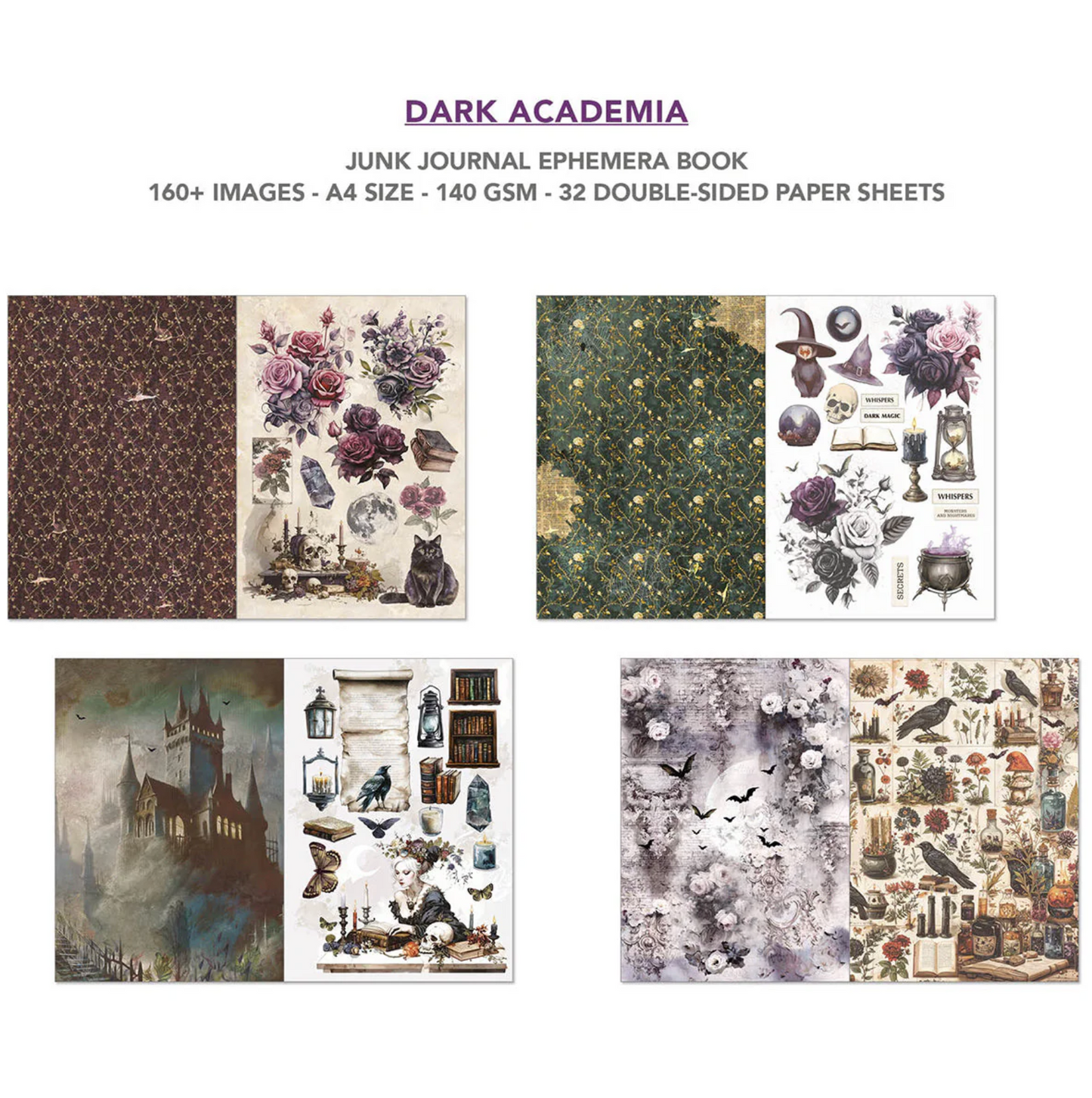 Ciao Bella Dark Academia Junk Journal Ephemera Book A4 32/Pkg