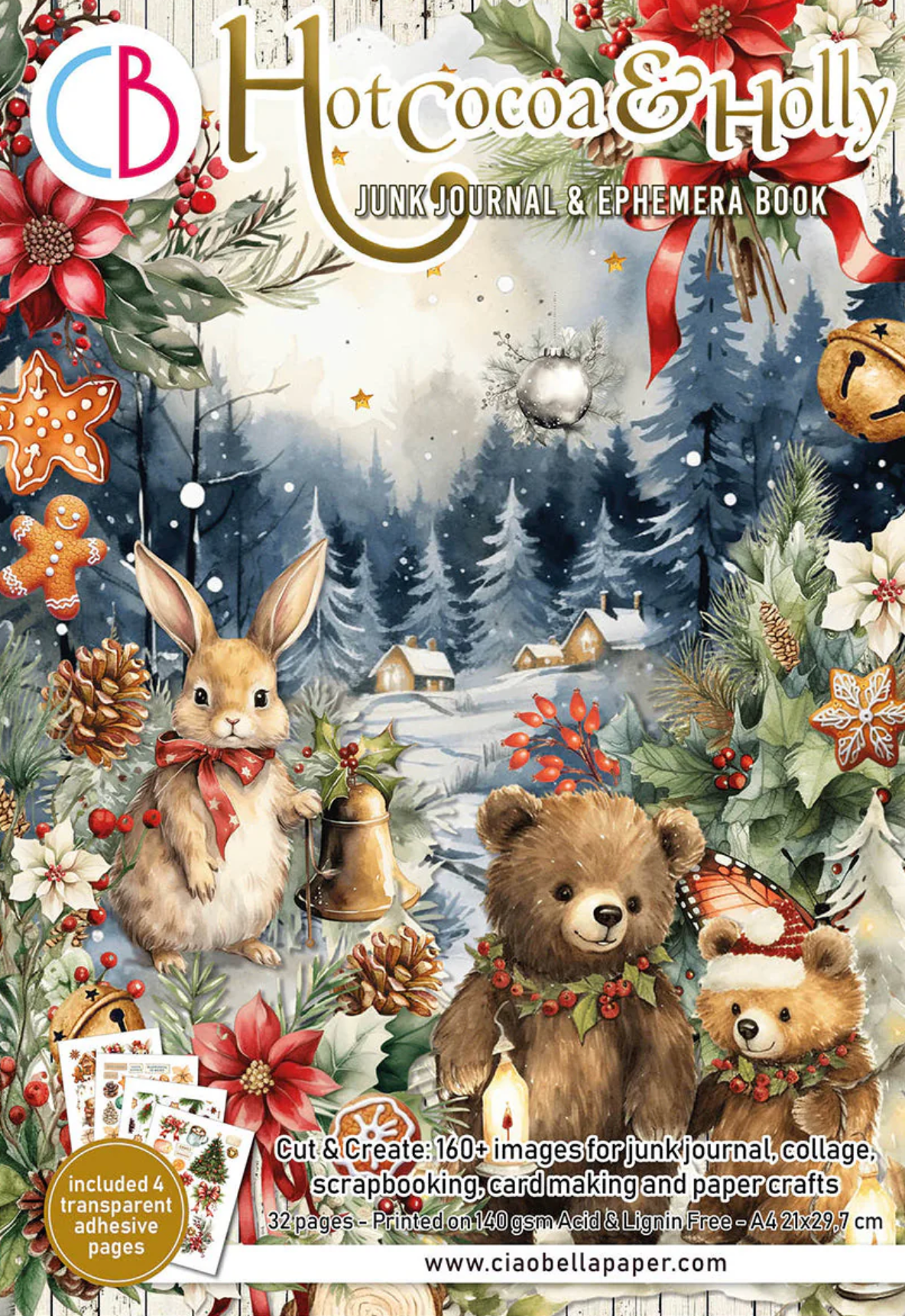 Ciao Bella Hot Cocoa & Holly Junk Journal Ephemera Book A4 32/Pkg
