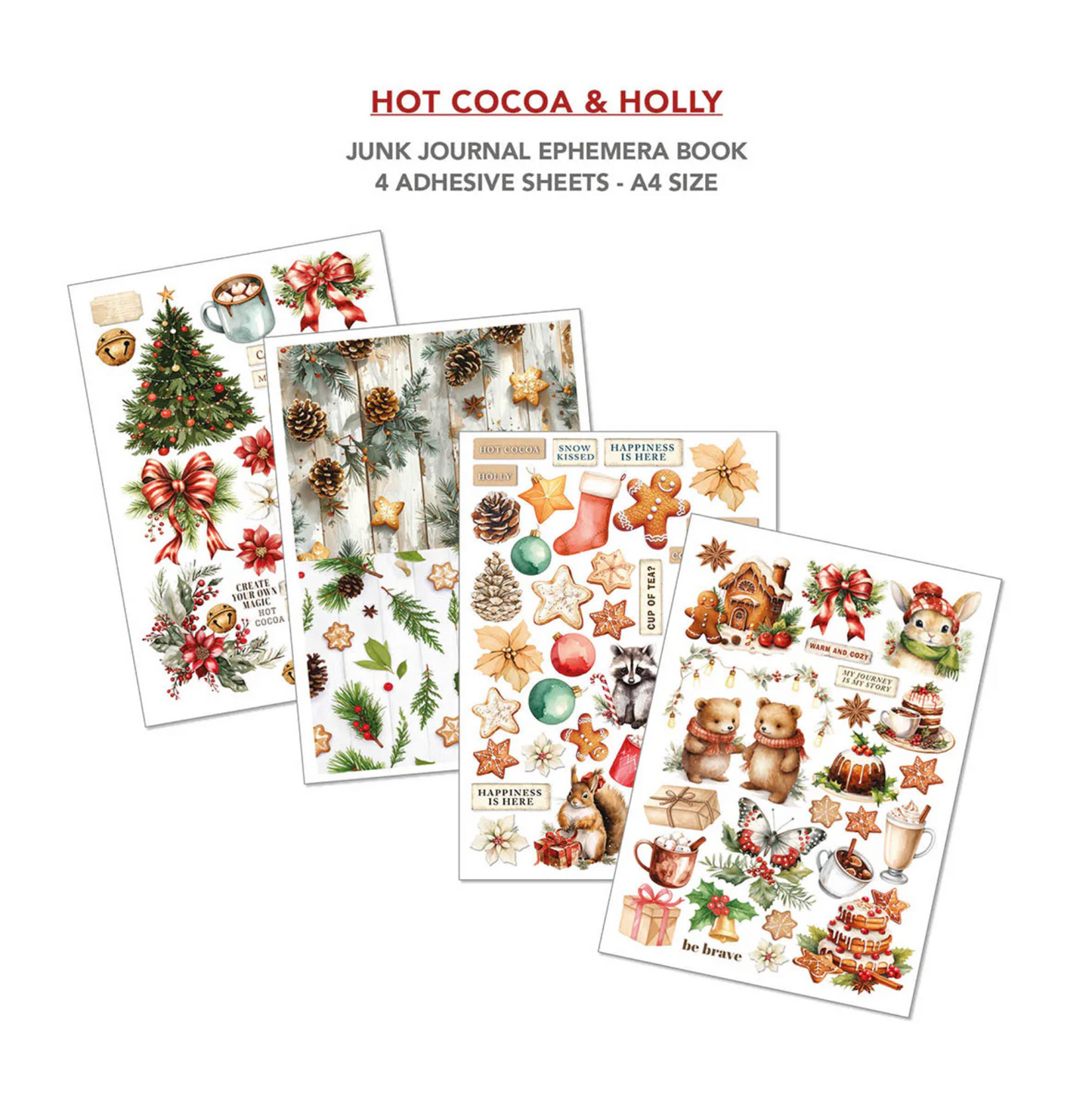 Ciao Bella Hot Cocoa & Holly Junk Journal Ephemera Book A4 32/Pkg