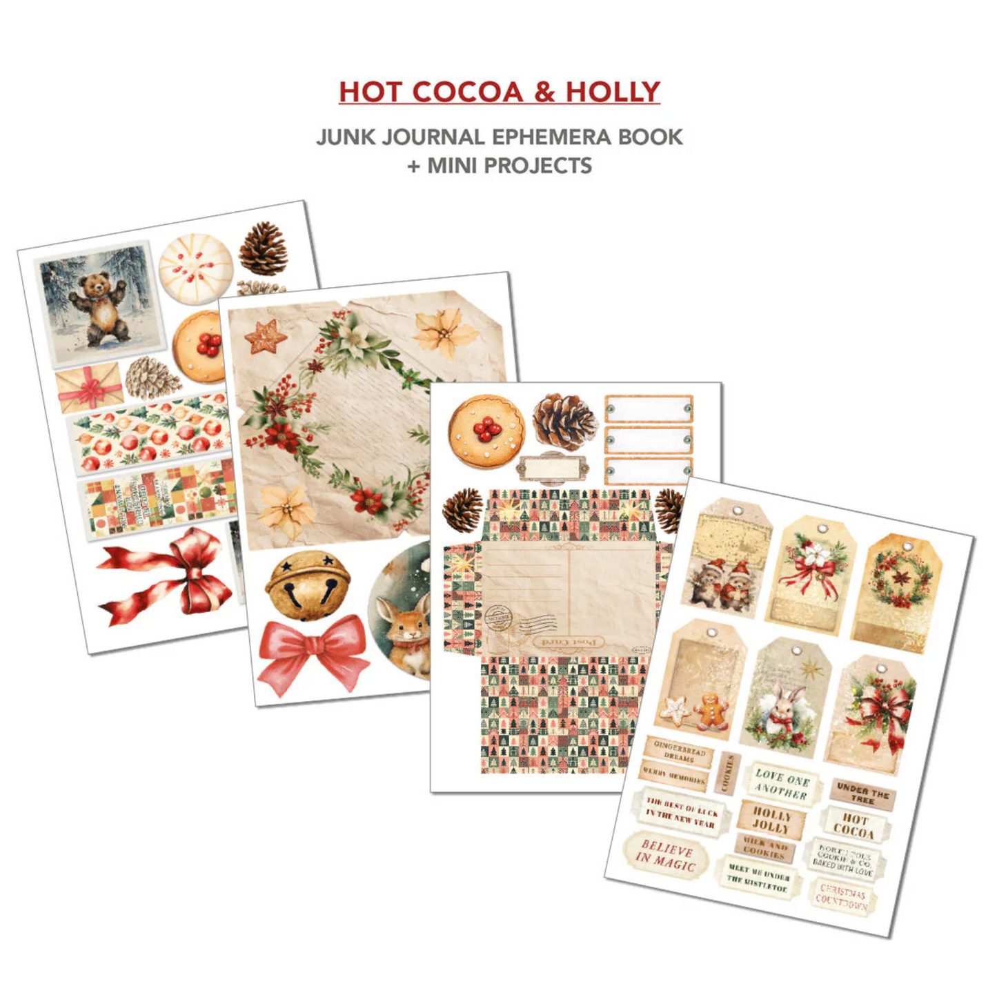 Ciao Bella Hot Cocoa & Holly Junk Journal Ephemera Book A4 32/Pkg