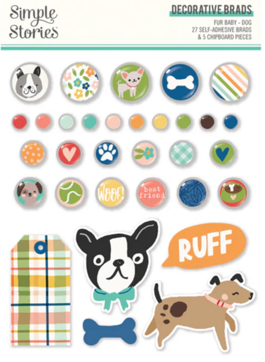 Simple Stories Fur Baby Dog Decorative Brads