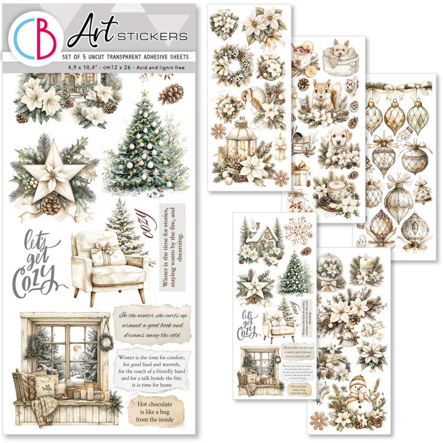Ciao Bella Winter Season Transparent Adhesive Sheets 5/Pkg
